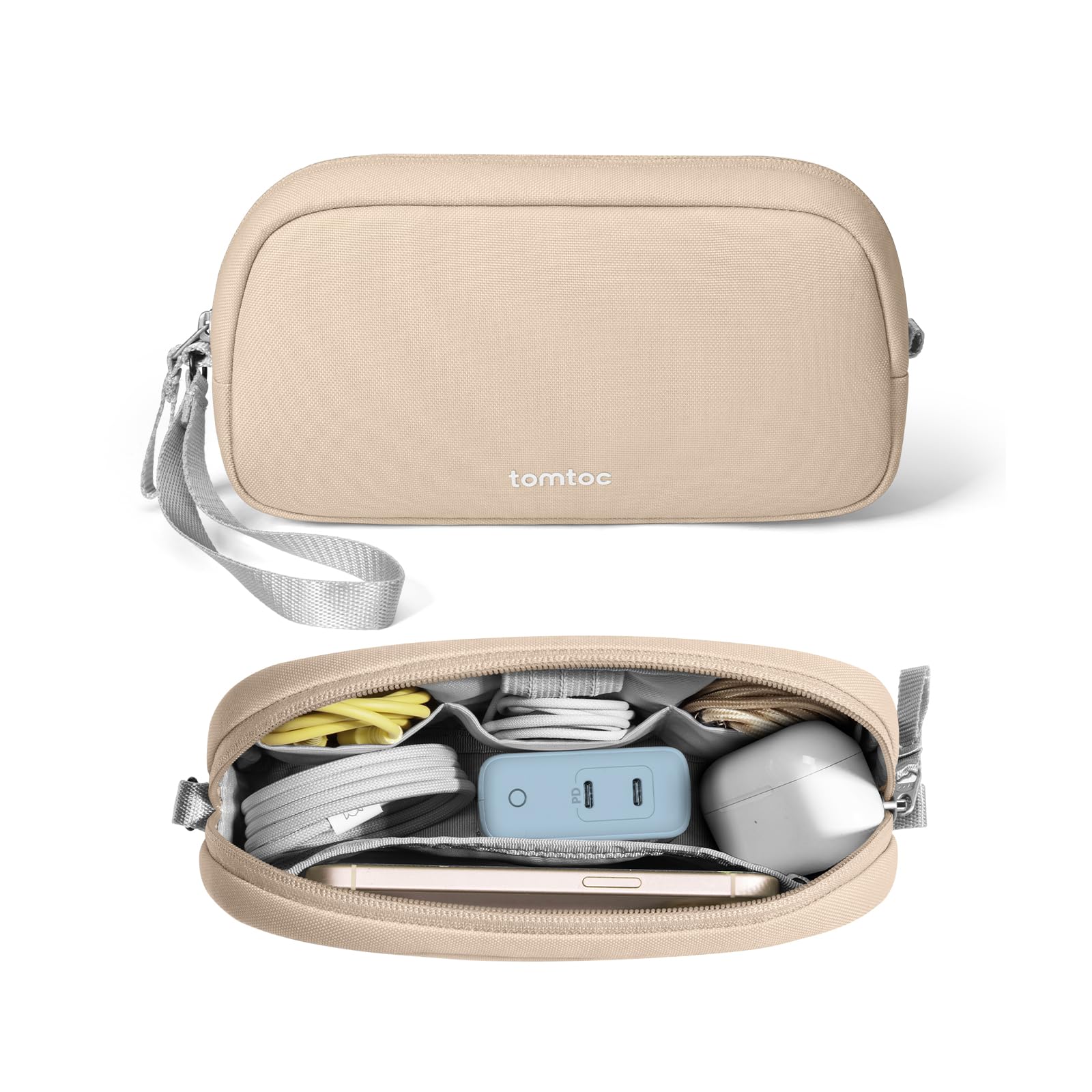 tomtoc Electronics Organizer Travel Case, Water Resistant Travel Bag Cable Organizer for Essentials, Tech Pouch Accessories Carry Storage for Cord, Phone, Cables, Airpods, USB Flash Drive, Daily Items