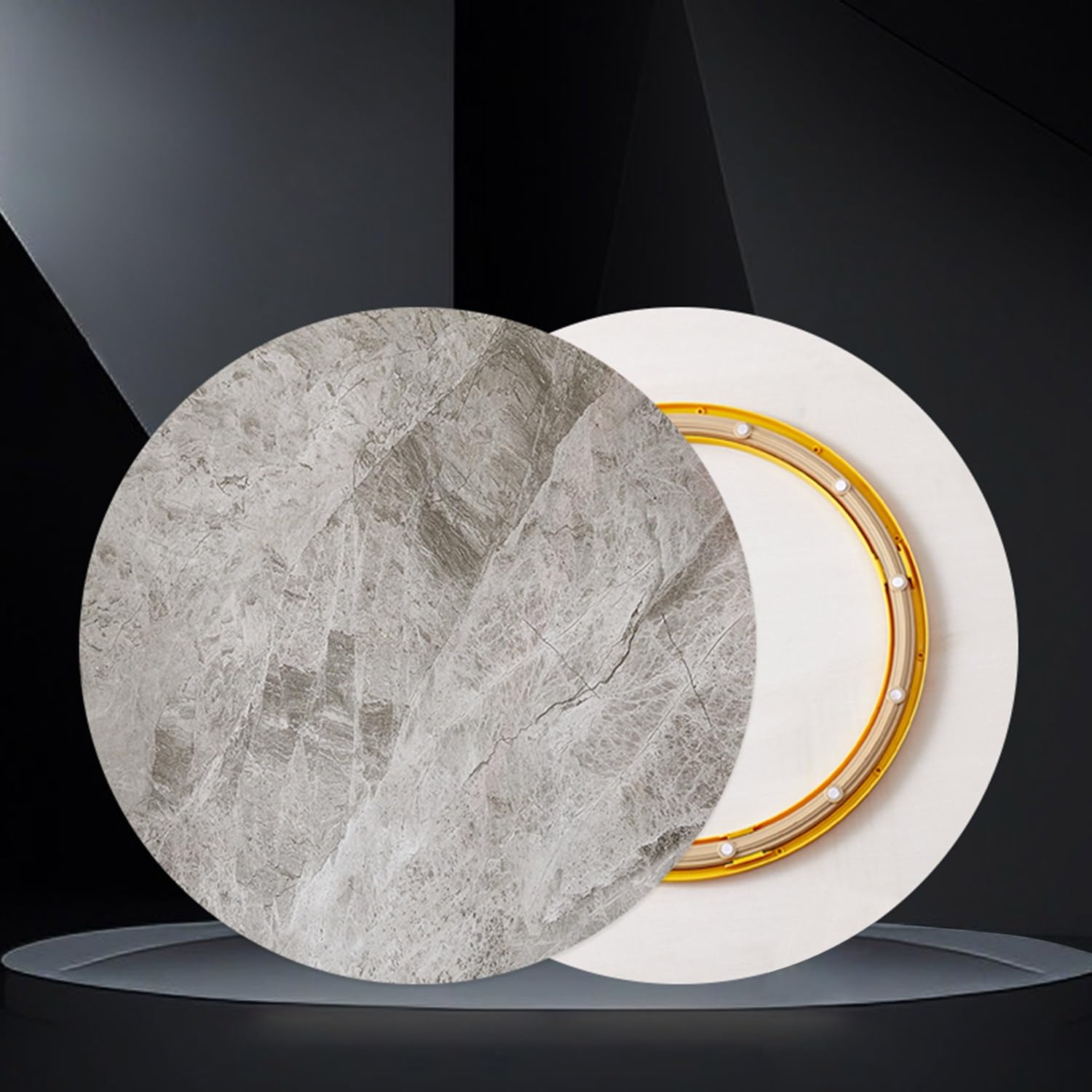Plateau Tournant Lazy Susan en Ardoise, Plateau Rotatif à 360°, Rotation Silencieuse et Fluide, Pas Facile à Vider, pour Restaurants, Hôtels et Maisons(Gray,60cm/24)