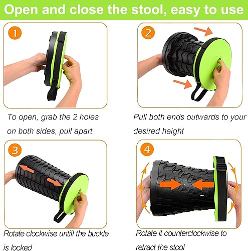 Miniatura 14 de Fishboy - Taburete plegable para adultos, ligero pero resistente, peso máximo de 1000 libras, portátil, retráctil, para actividades al aire libre