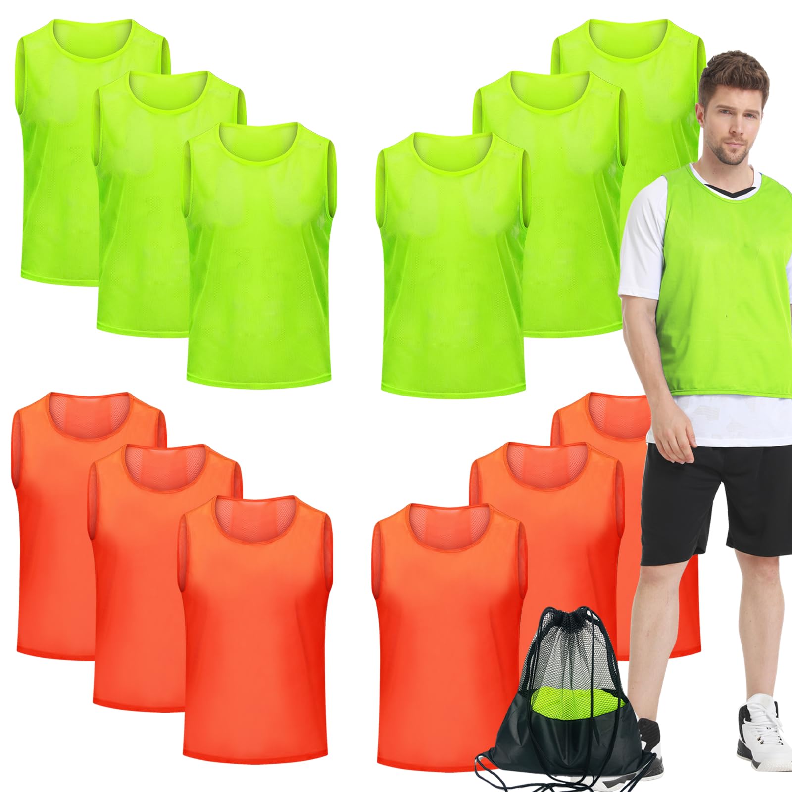 12/24/48Pcs Soccer Pinnies Youth, Scrimmage Team Practice Vests