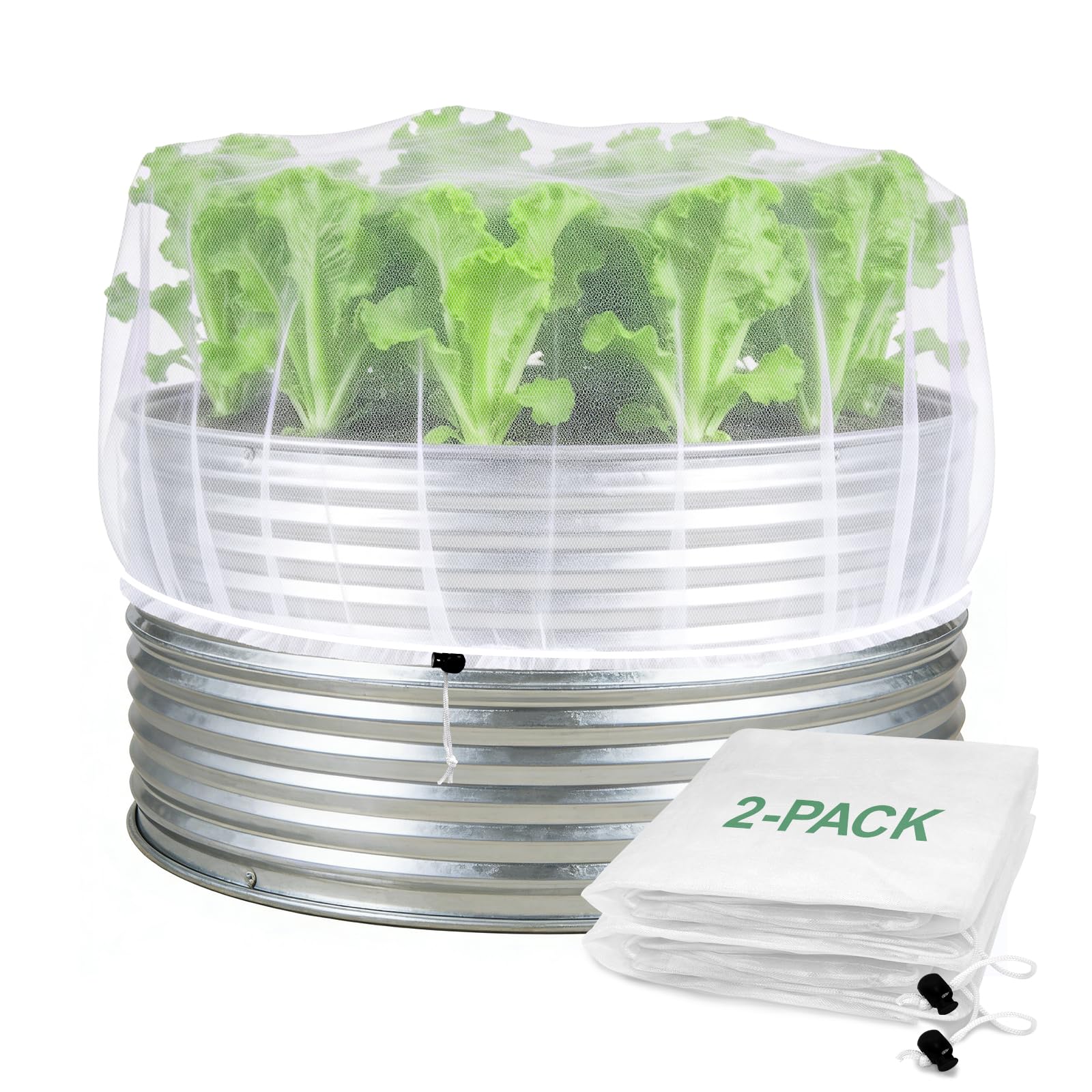 Photo 1 of 2 Pack Garden Netting for Raised Beds, Ultra-Fine Mesh Plant Covers with Drawstring, Bird, Pest & Small Animal Barrier for Vegetables, Fruits & Flowers, Fits 2 ft Dia x 1 ft H Round Raised Beds