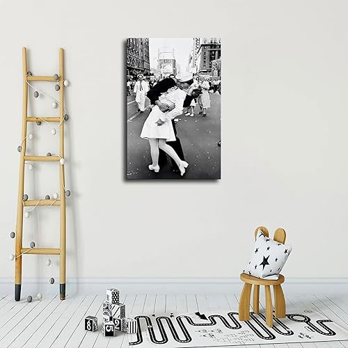 Miniatura 3 de 1945 - Póster de Times Square en blanco y negro del Día de la Victoria de la Marinera besando a la mujer y arte de pared, impresiones en lienzo