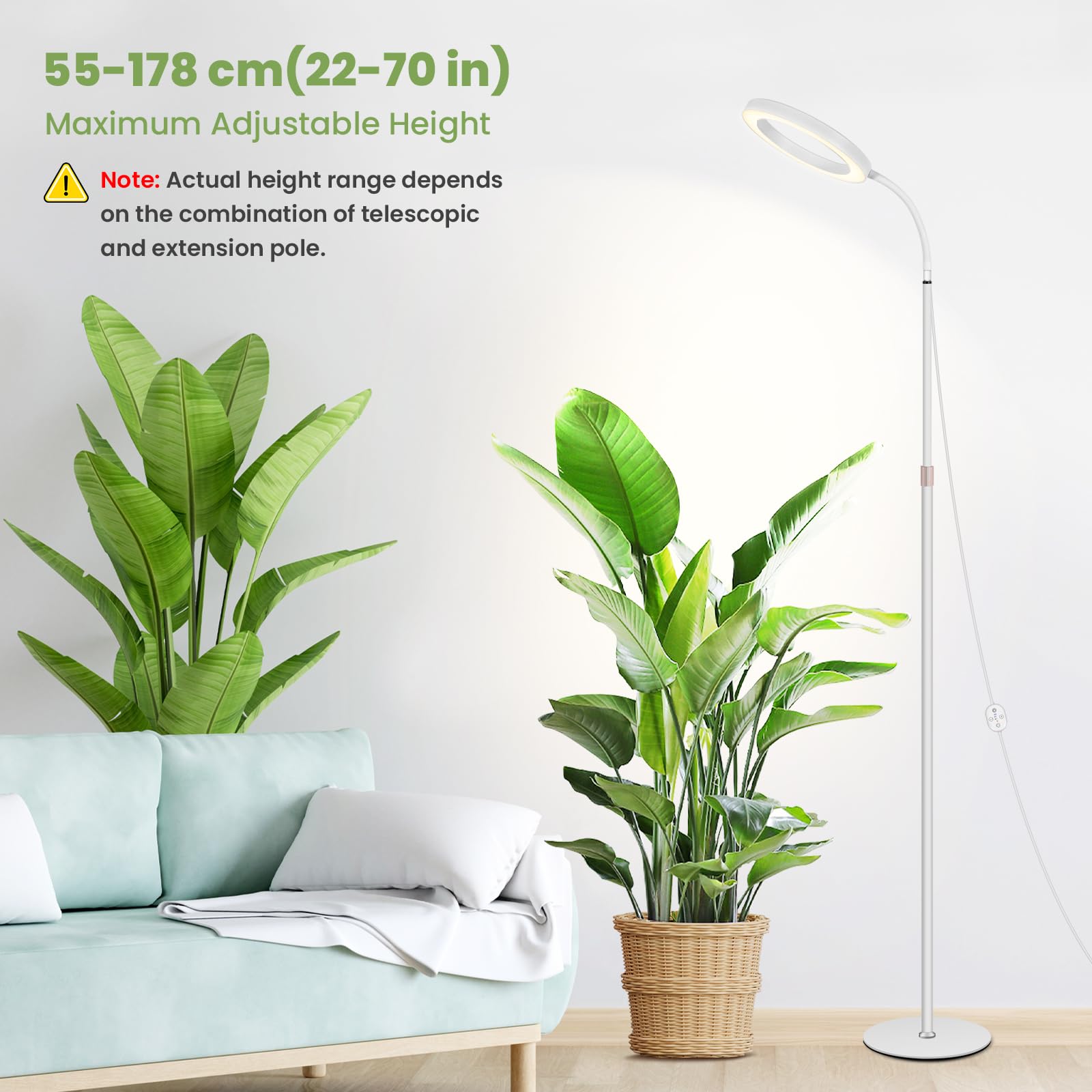 Lampe horticole LED LUMILEDS 24V 20W spectre complet 660 nm, hauteur réglable 56-178 cm, minuterie & gradation