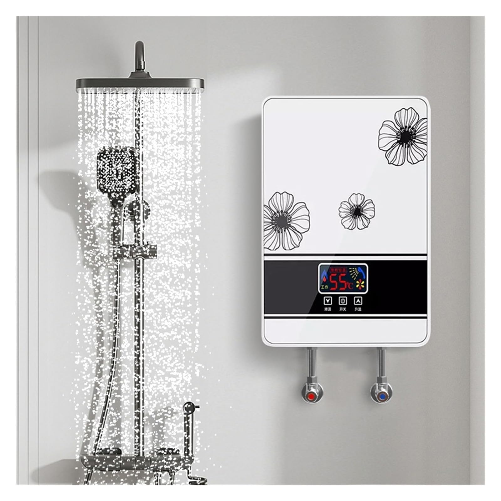 Podgrzewacz wody przepływowy, Natychmiastowy Bezzbiornikowy Podgrzewacz Wody 6000w Termostat Nagrzewnica Indukcyjna Smart Touch Elektryczne Podgrzewacze Prysznicowe Automatica