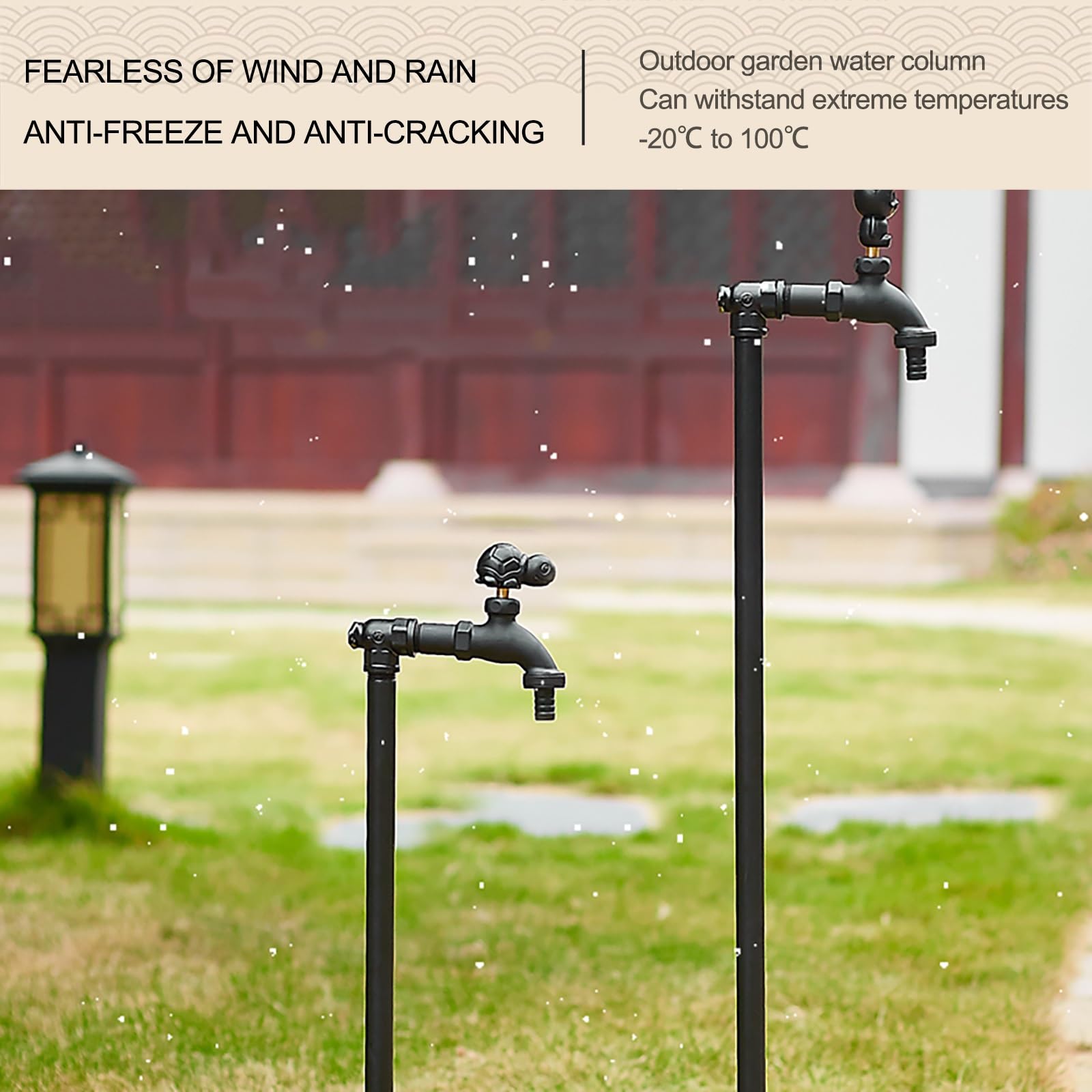 Columna de agua de jardín de cobre para exteriores con grifo de 80 cm, hidrante de ternera resistente a las heladas para tuberías Ele d h ideal para jardín Det e Irrigat