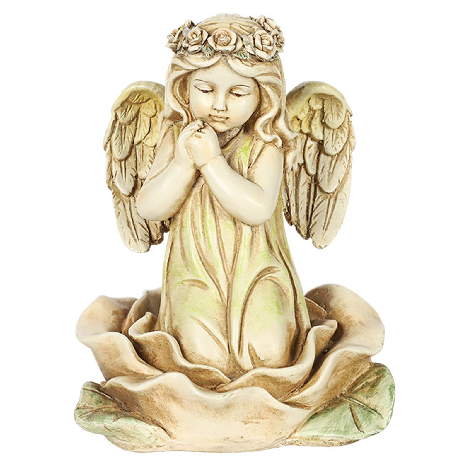 Sculpture d'ange avec ailes et lumière LED décorative imperméable pour extérieur