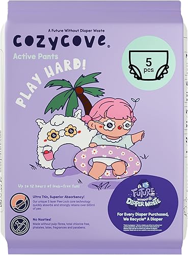 Miniatura 9 de Cozycove Pantalones de entrenamiento, pañales Play Hard Slim Active Pants talla 6 (26-37 libras), 1 paquete de 20 unidades