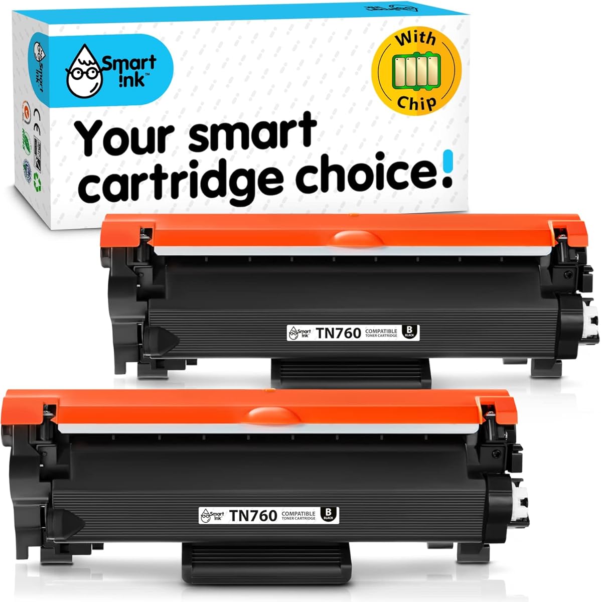 Smart Ink Compatible Toner Cartridge Replacement for Brother TN 760 TN760 TN730 with CHIP to use with HL-L2390DW DCP-L2550DW HL-L2350DW HL-L2370DW MFC-L2710DW HL-L2370DWXL MFC-L2730DW MFC-L2750DW