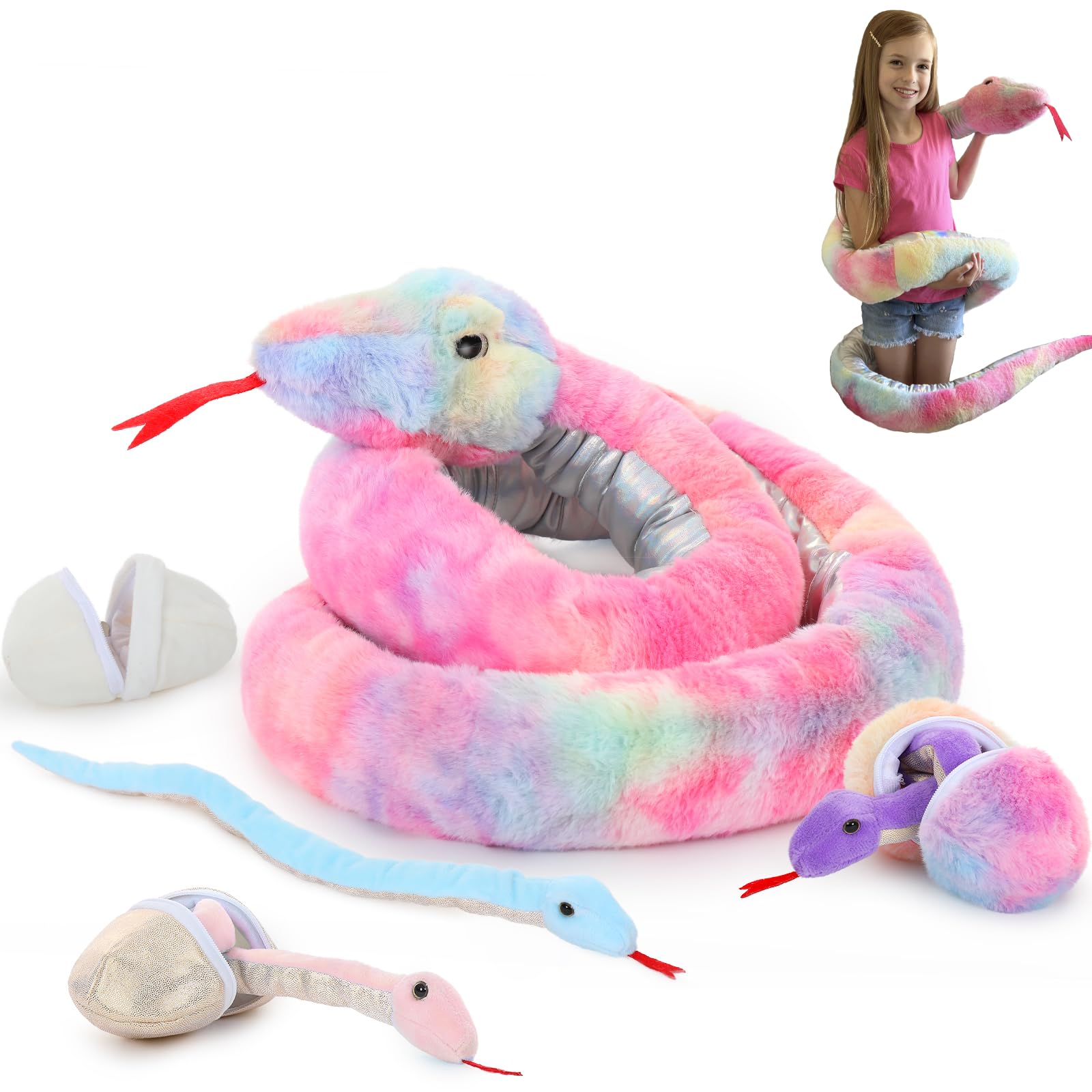 Amazon.com: MaoGoLan Giant Rainbow Snake Plush 7Pcs Set with 3