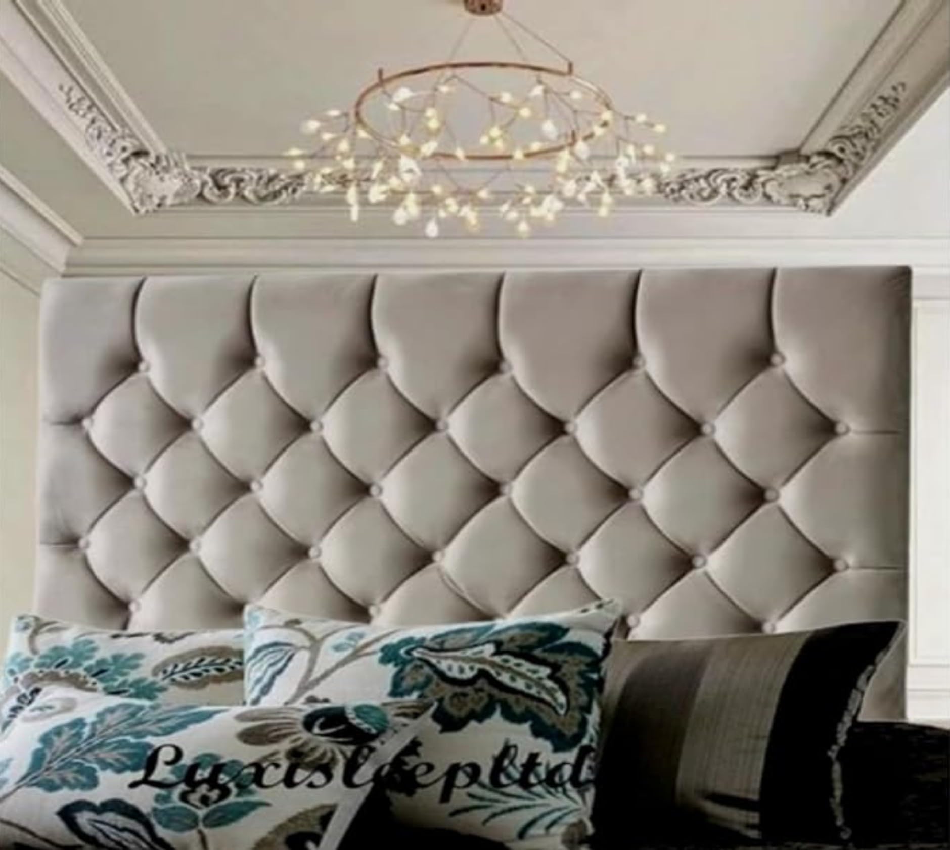 luxisleepltd Chesterfield Velvet Tufted Upholstered Headboard, 51cm, 66cm, 76cm, 91cm Tall, 3FT, 4FT, 4FT6, 5FT Wide for Divan Bed (Teal, 4ft-20''Tall)
