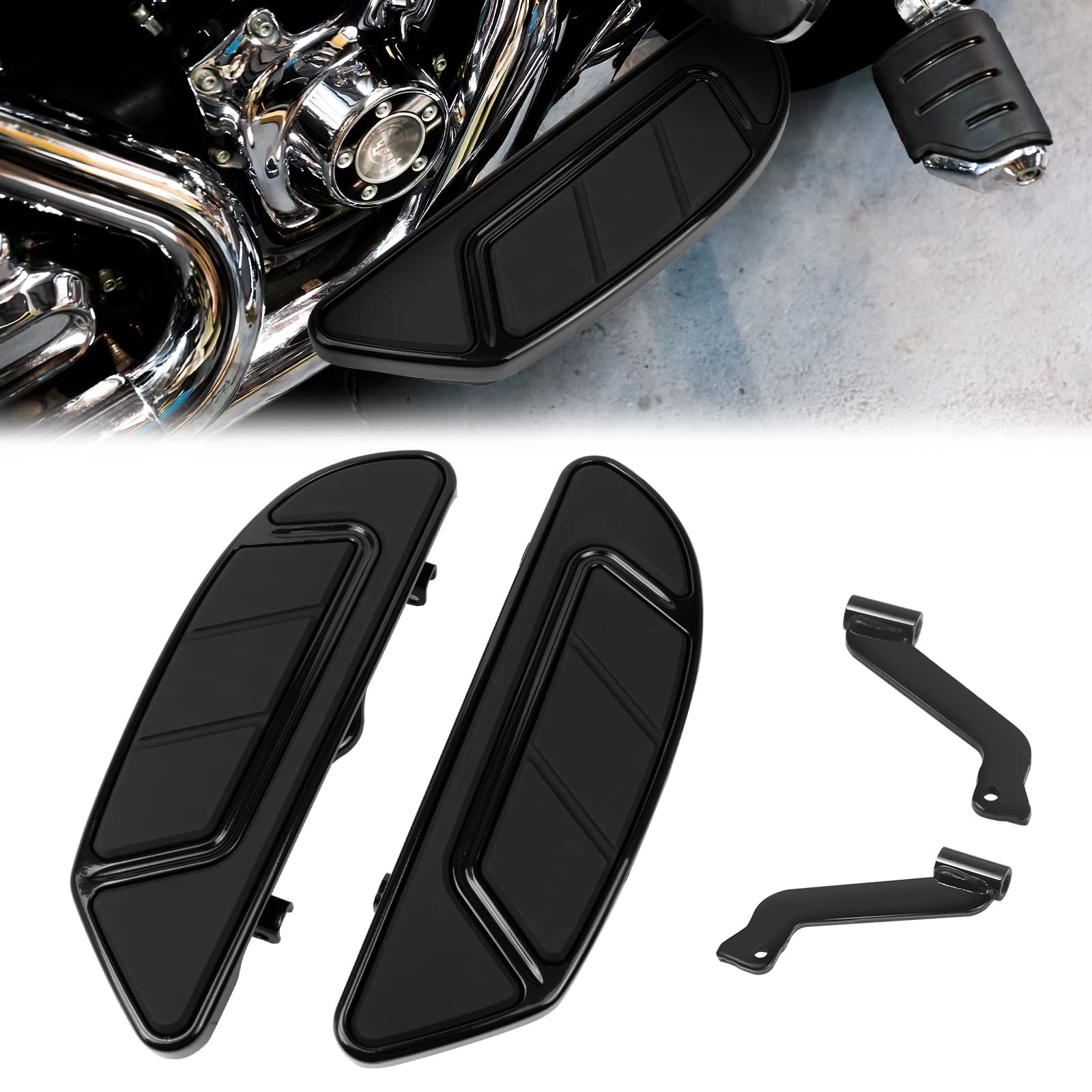 VASTMT Motorcycle Front Driver Floorboard Footboard For Harley Touring Road King Electra Glide Street Glide Road Glide1986-Up and Trike Models 2008-Up, Softail FL 1986-2017, FLD 2012-2016