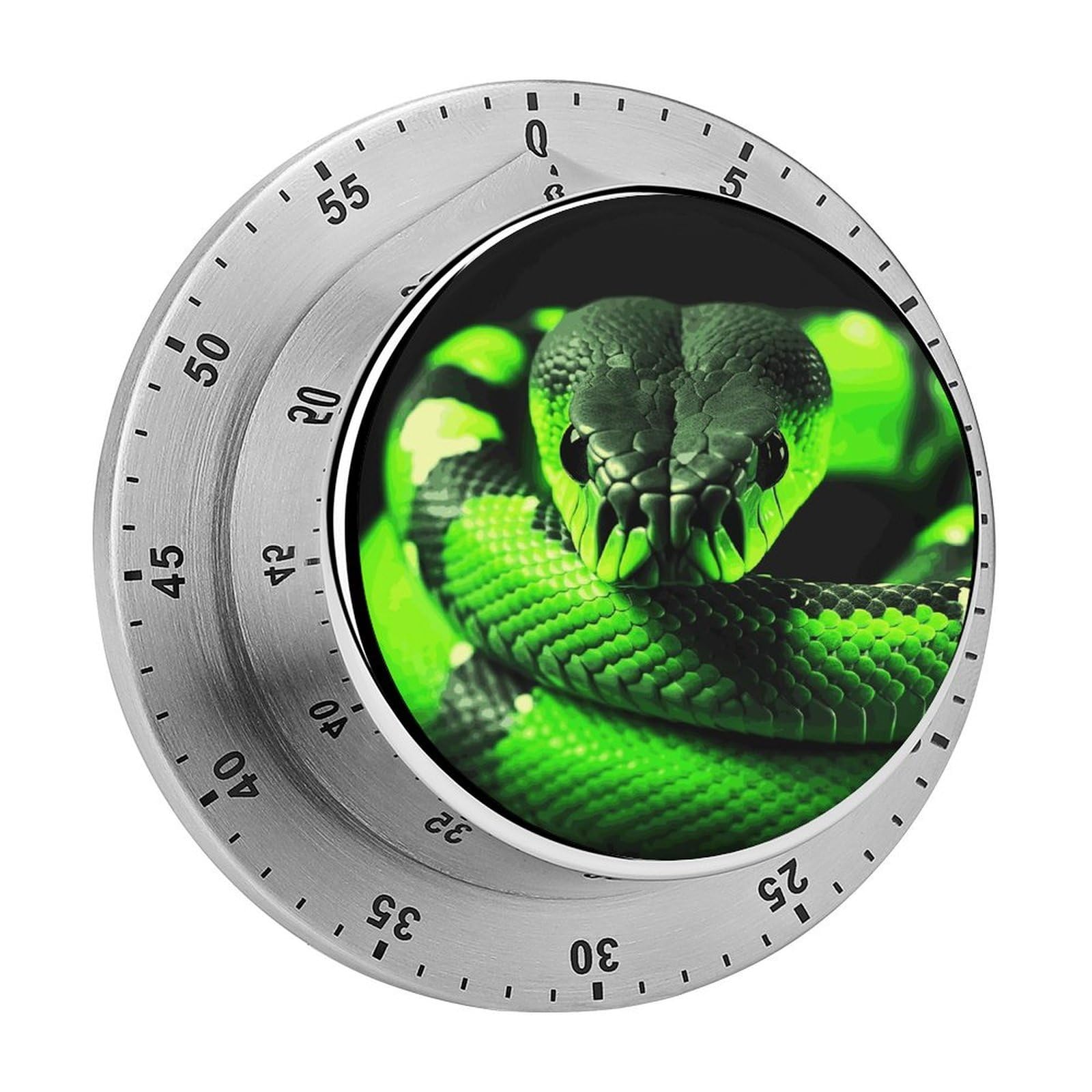 3D Snake Visual Timer with Loud Alarm 60-Minute Kitchen Timers Exquisite Stainless Steel Body - Mechanical Desk Timer Countdown Clock for Cooking Chef Clock