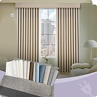 Vista 35 de Graywind Cortinas inteligentes cableadas compatibles con Alexa Google, control remoto motorizado para puerta corrediza de un solo sentido