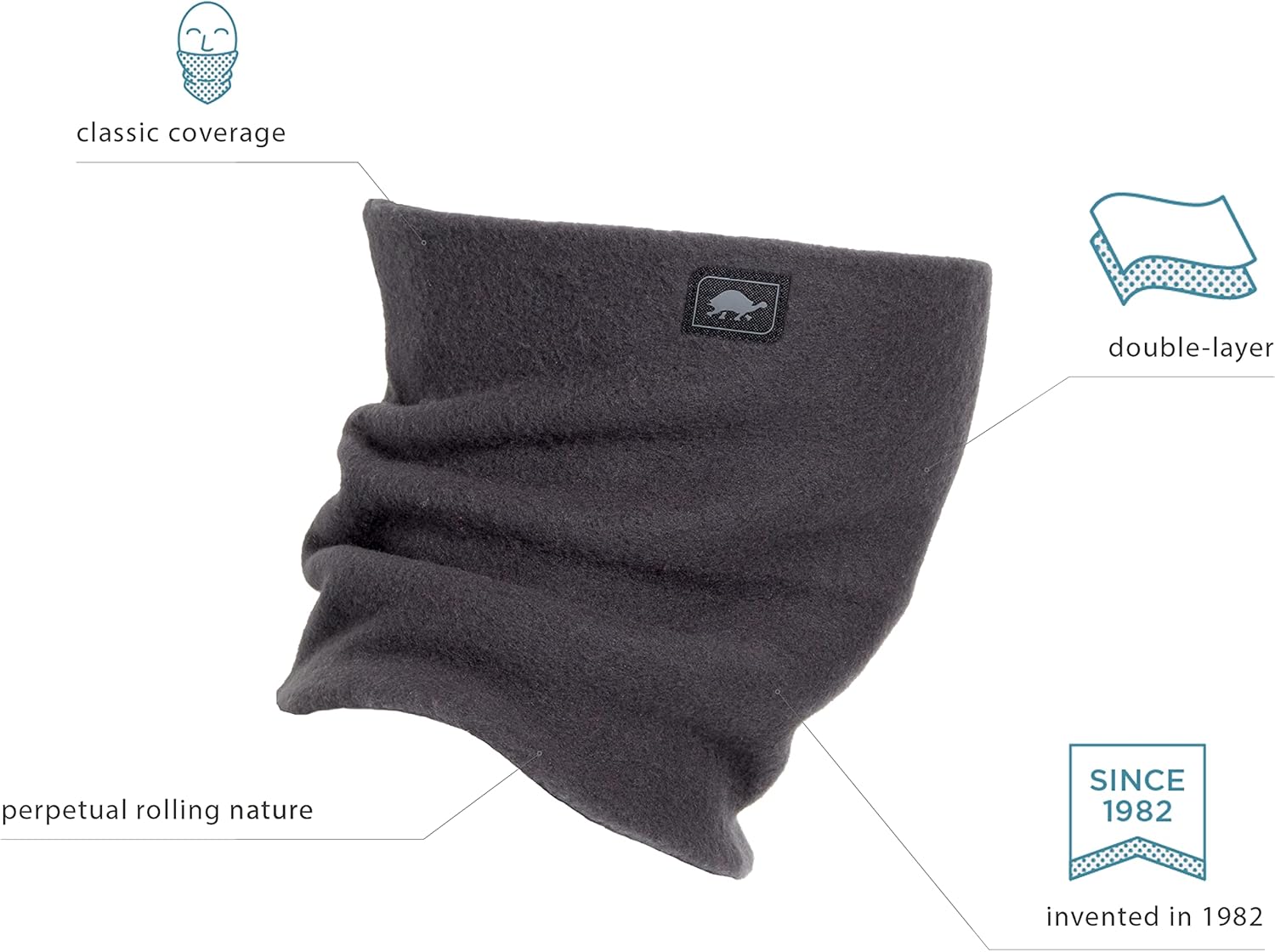 Turtle Fur Original Fleece The Turtle's Neck Warmer - 2-Pack, Black & Carbon