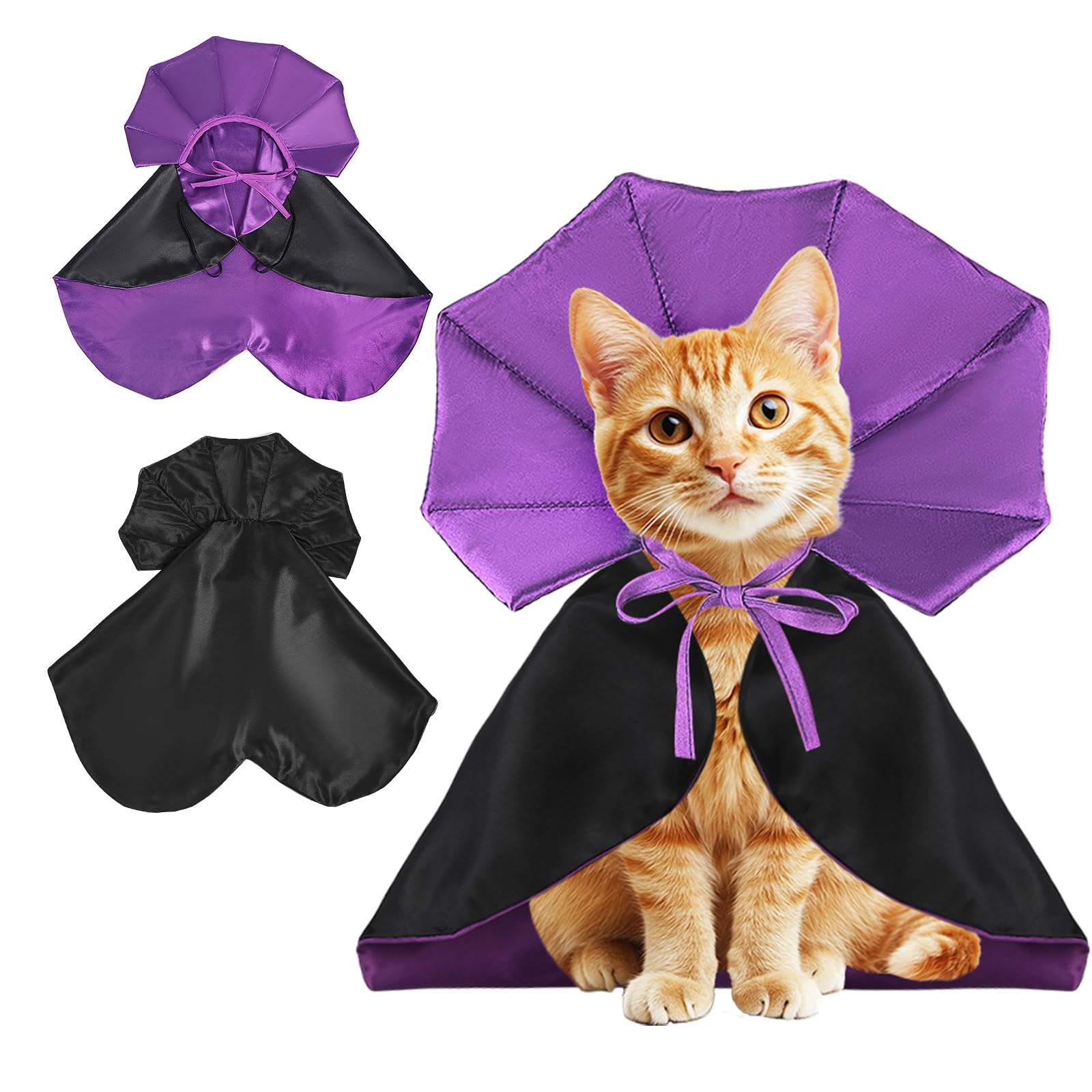 QKURT Cat Vampire Cloak-Pet Halloween Costumes, Dogs Cats Cape