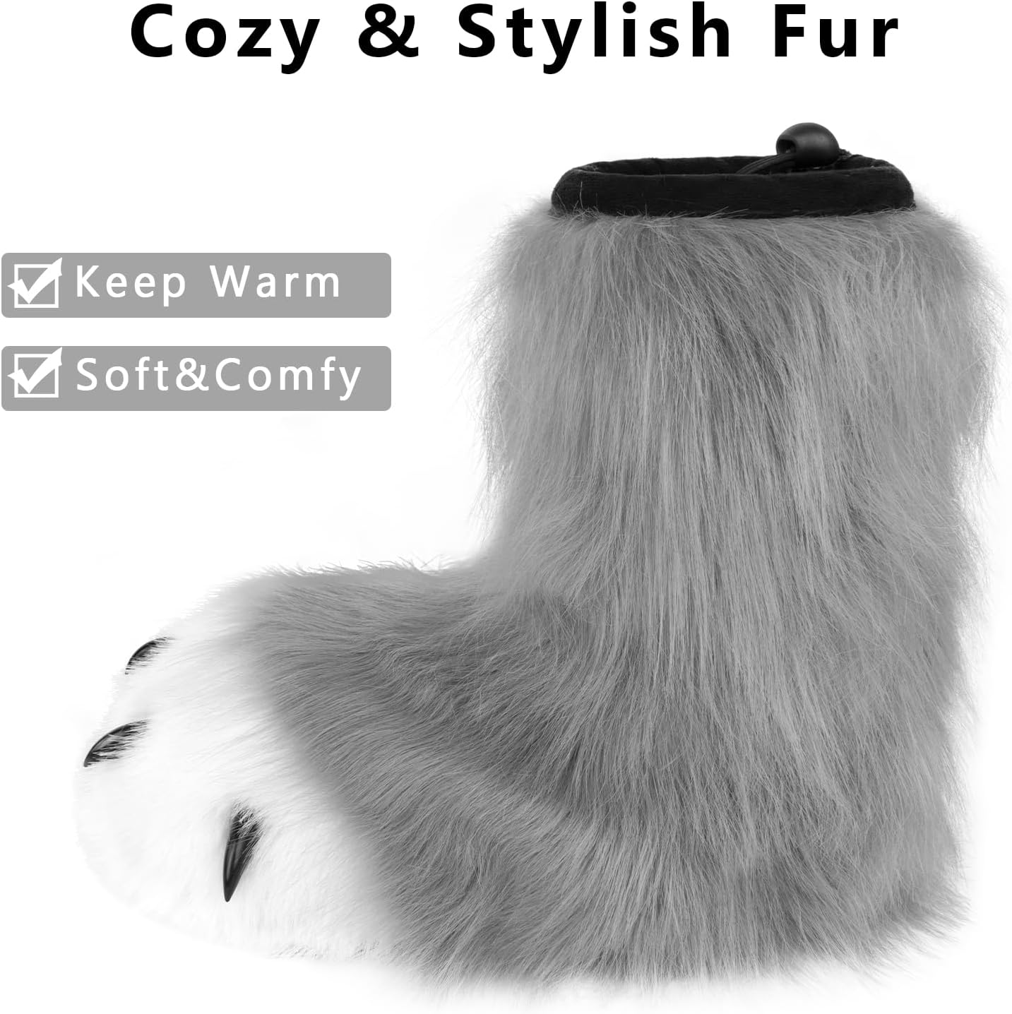 HAOAN Furry Animal Paw Slippers Fuzzy Boots Cat Fox Wolf Bear Claw Shoes Halloween Cosplay Costume Accessories - Image 4