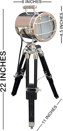 Miniatura 2 de Trípode antiguo estilo vintage modelo de búsqueda lámparas de trípode de madera focos LED marinos
