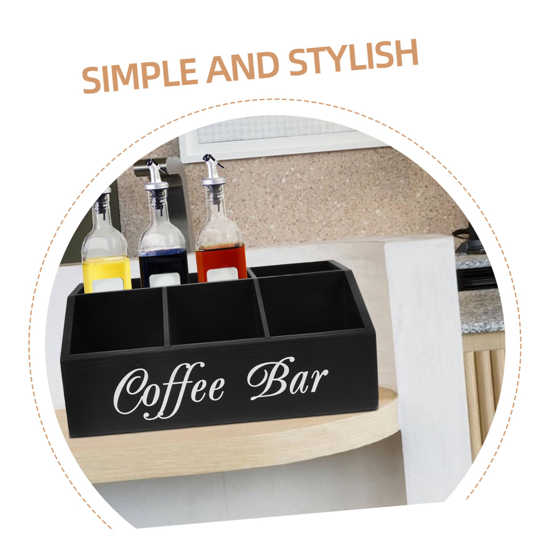 Cabilock Kaffeestation-organizer Aus Holz Multifunktionaler Aufbewahrungsbox Für Arbeitsplatte Kaffeezubehör Organizer Mit Fachdesign Für Zuckerpäckchen Papiertücher Strohhalme Besteck