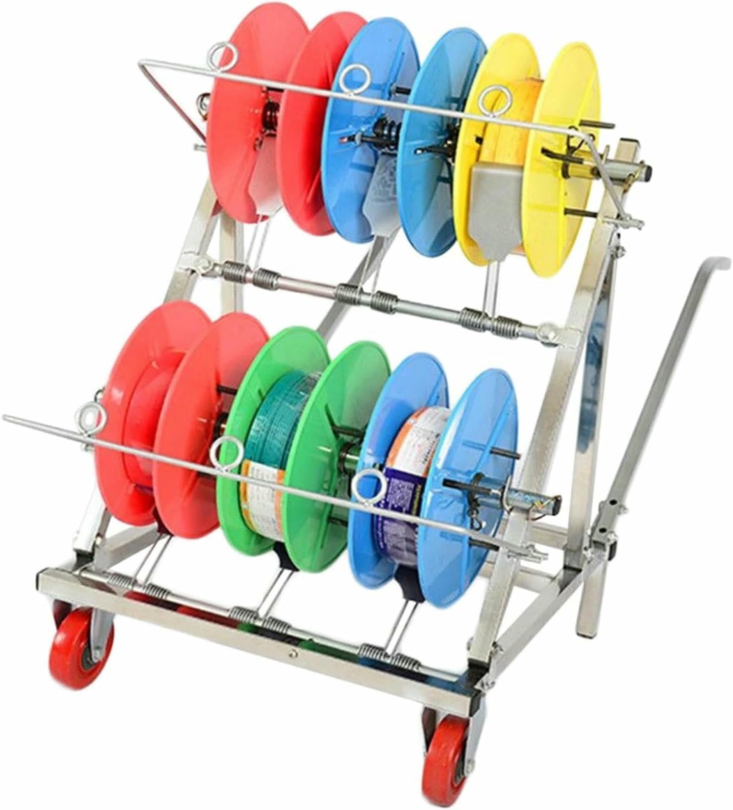 Carrello porta bobina filo elettrico con ruote e cuscinetto indipendente, dispenser per bobina per vendita al dettaglio e uso industriale