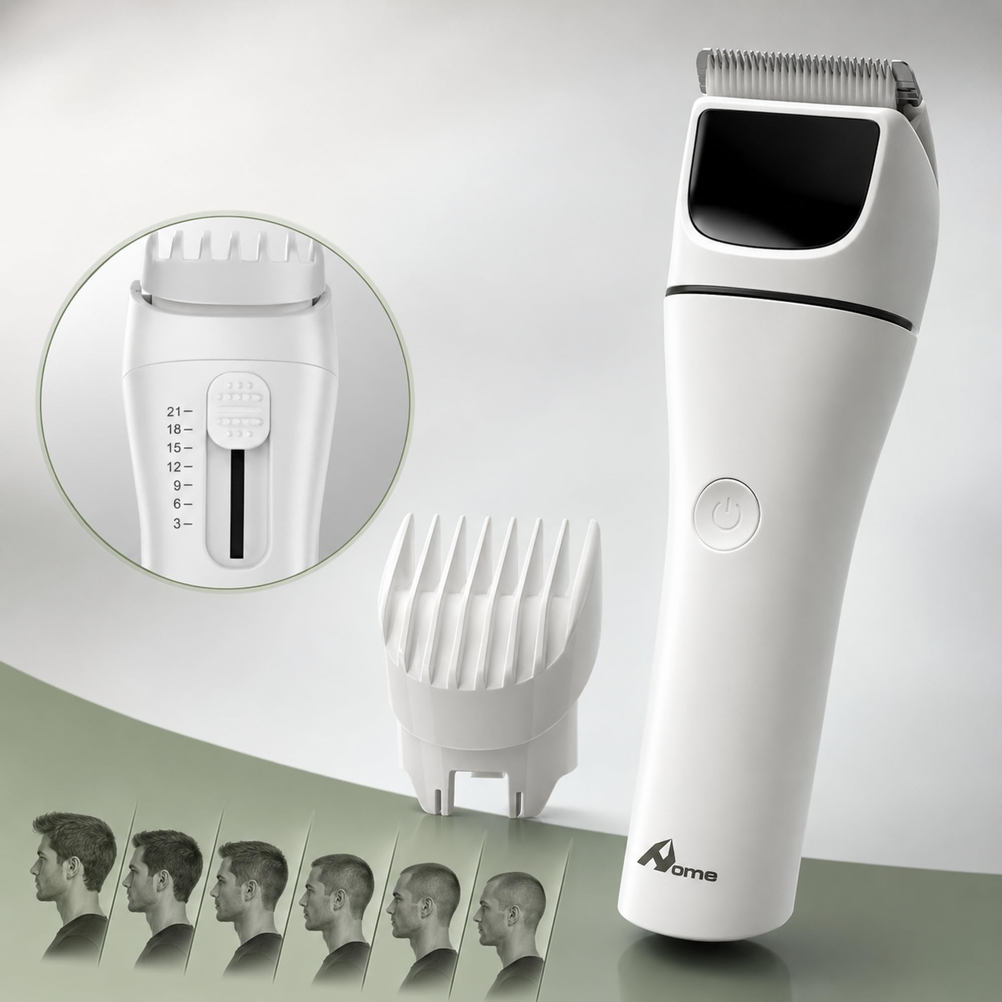 HOME Tondeuse à cheveux sans fil pour homme et tondeuse à barbe rechargeable avec peigne réglable, 7 longueurs de 3 à 21 mm, 3,2 heures d'autonomie et verrouillage de voyage