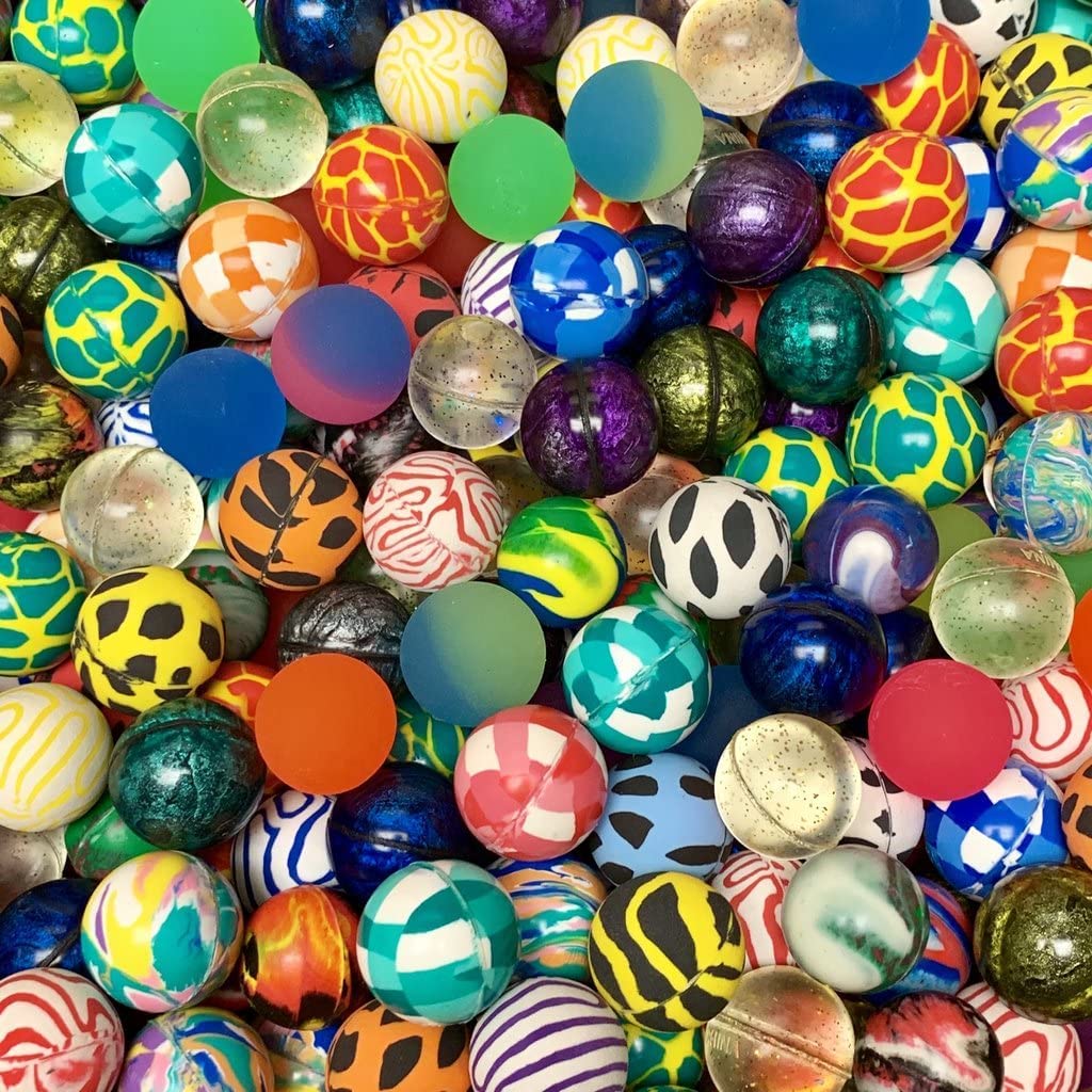 Cathys Candy Cart Bag Of 50 x Small Random Styles 25mm High Bouncing Balls, Jet Bouncy Ideal for Party Favours, Pinata's Toys, Stocking Fillers, Novelty Pocket Money, Multicolor (BB001)