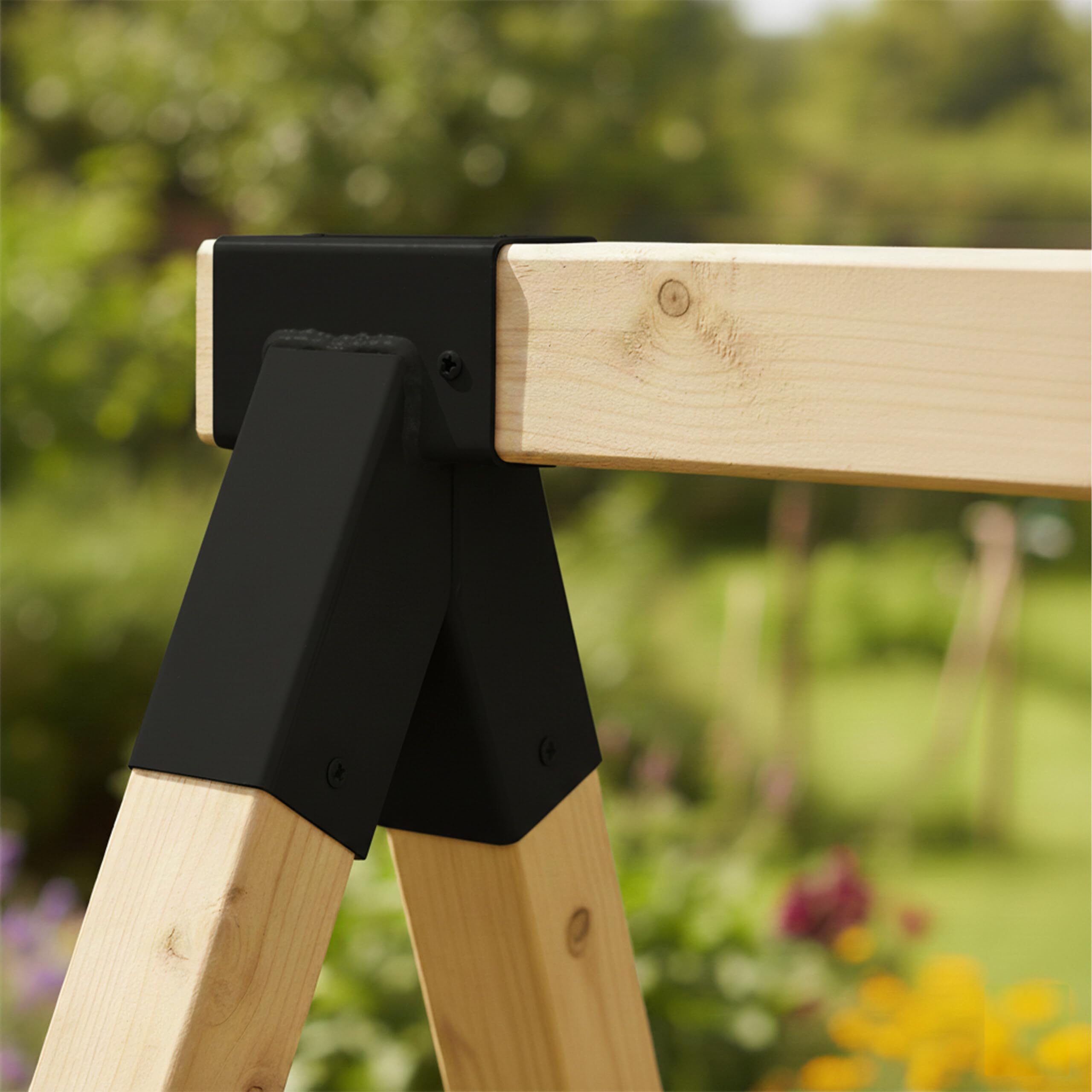 Relaxdays Conector para Columpio en A, 100°, para Madera 90x90 mm, Acero Recubierto, Negro, 19x27x19 cm
