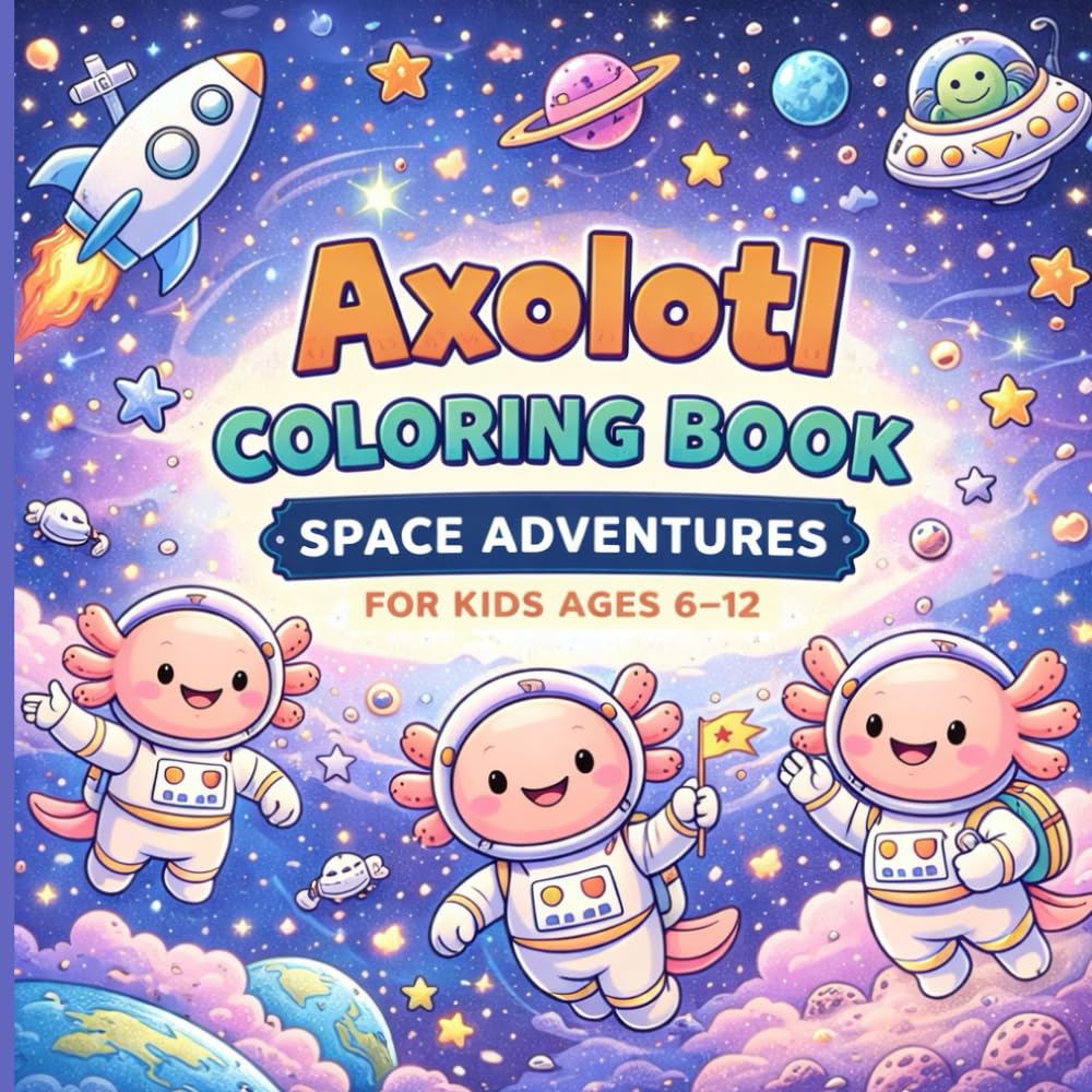 Axolotl Coloring Book: Space Adventures for Kids Ages 6–12: Fun & Detailed Outer Space Coloring Pages Featuring Planets, Rockets, Astronaut ... Big adventures, Endless creativity.)