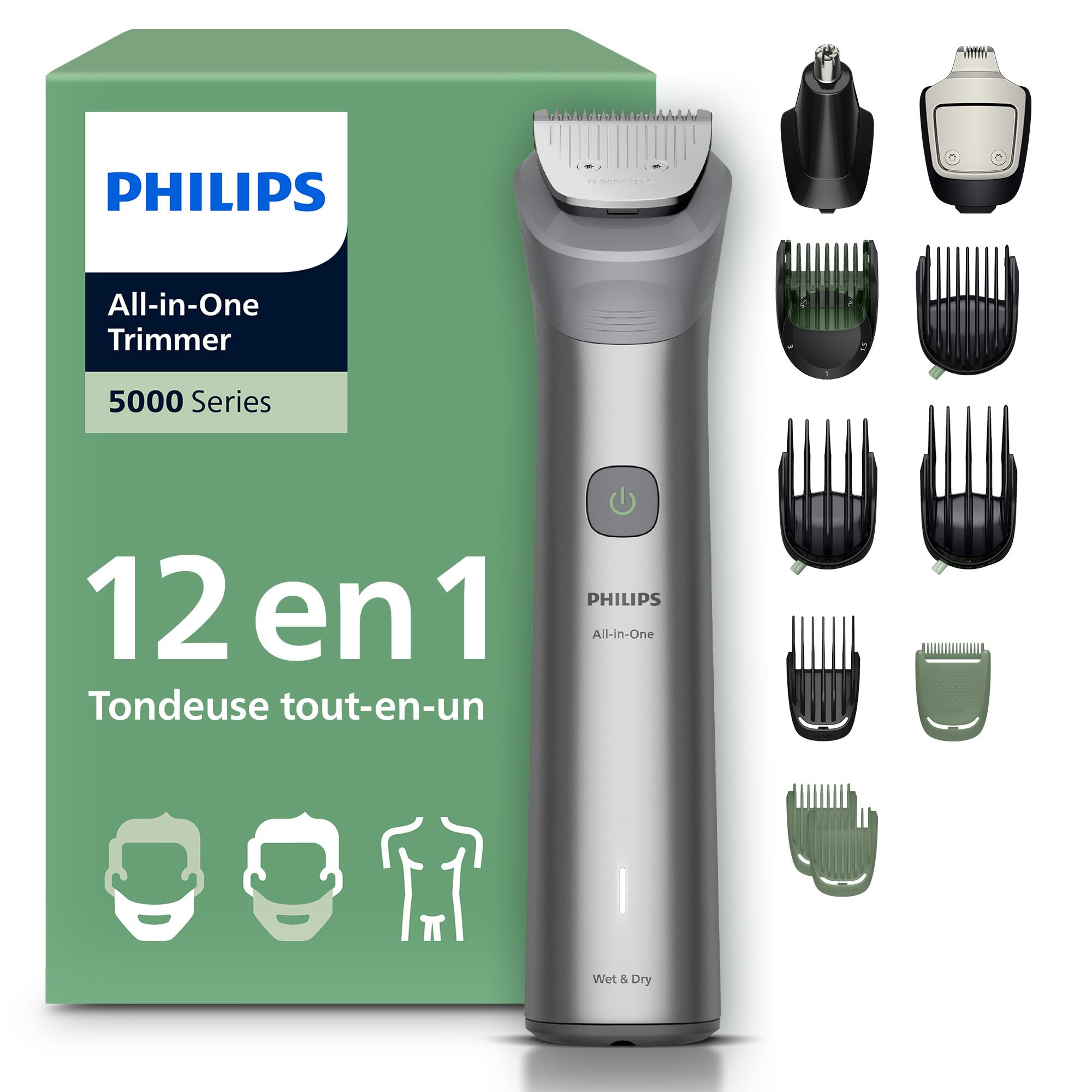 Philips Multigroom 5000 - Tondeuse Tout-en-Un avec 12 Accessoires