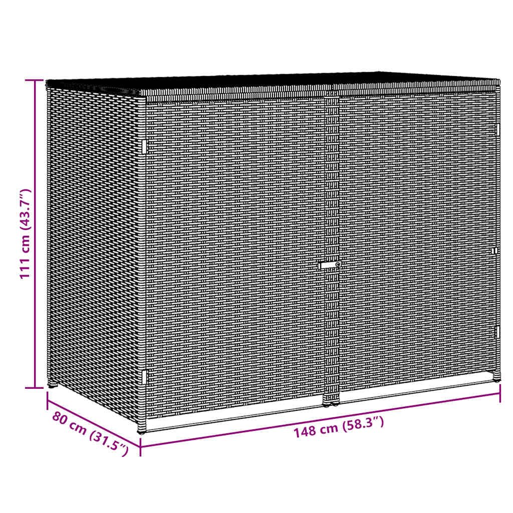 vidaXL Mülltonnenbox 2er Poly Rattan Gerätebox Müllbox Mülltonnenverkleidung
