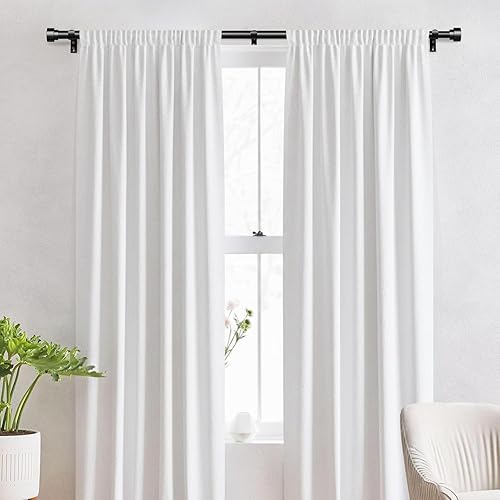 Miniatura 2 de Barras de cortina resistentes para ventanas de 48 a 84 pulgadas, barra de cortina negra ajustable de 1 pulgada con fácil instalación y diseño Negro