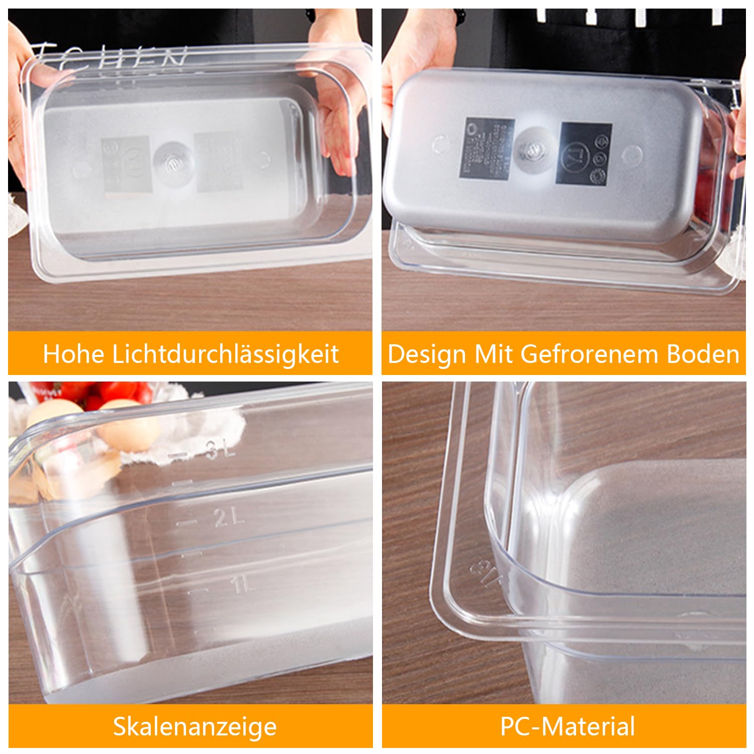 Sous Vide Contenitore da 12 l, con coperchio e rack per Sous Vide Stick Garer, contenitore trasparente multifunzione, adatto per pesce, carne e verdure