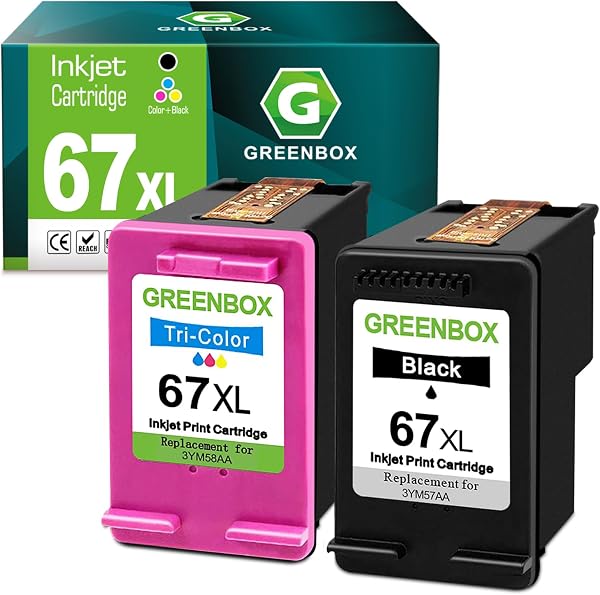 67XL Ink Cartridges Black/Color Combo Replacement for HP 67 XL 67XL Ink Cartridge for DeskJet 4155e 2734e 4100e 2855e 42