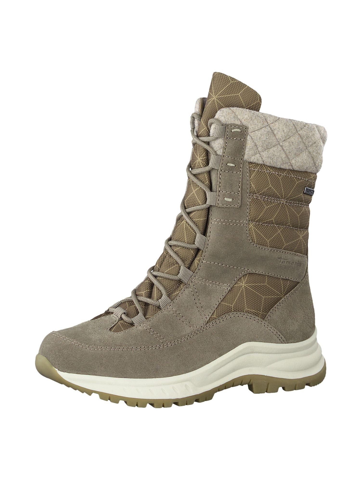 Tamaris Comfort Women’s Lace-Up Ankle Boots Lined Platform with Zip Comfort Fit , Taupe, 3,5 UK