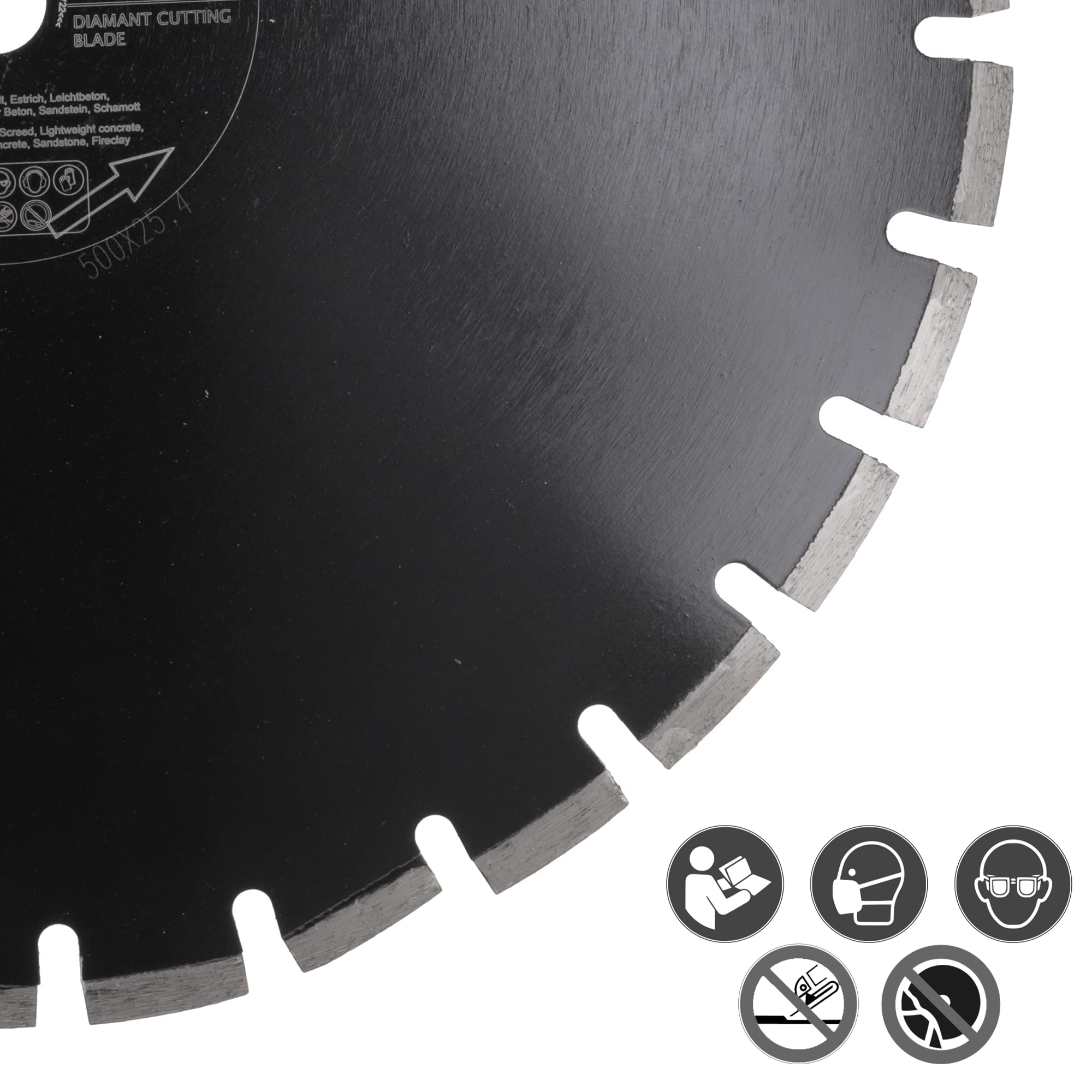 PRODIAMANT Disco de diamante abrasivo de 500 mm x 25,4 mm para carreteras, asfalto, solera, hormigón ligero, hormigón fresco, arenisca y arcilla refractaria