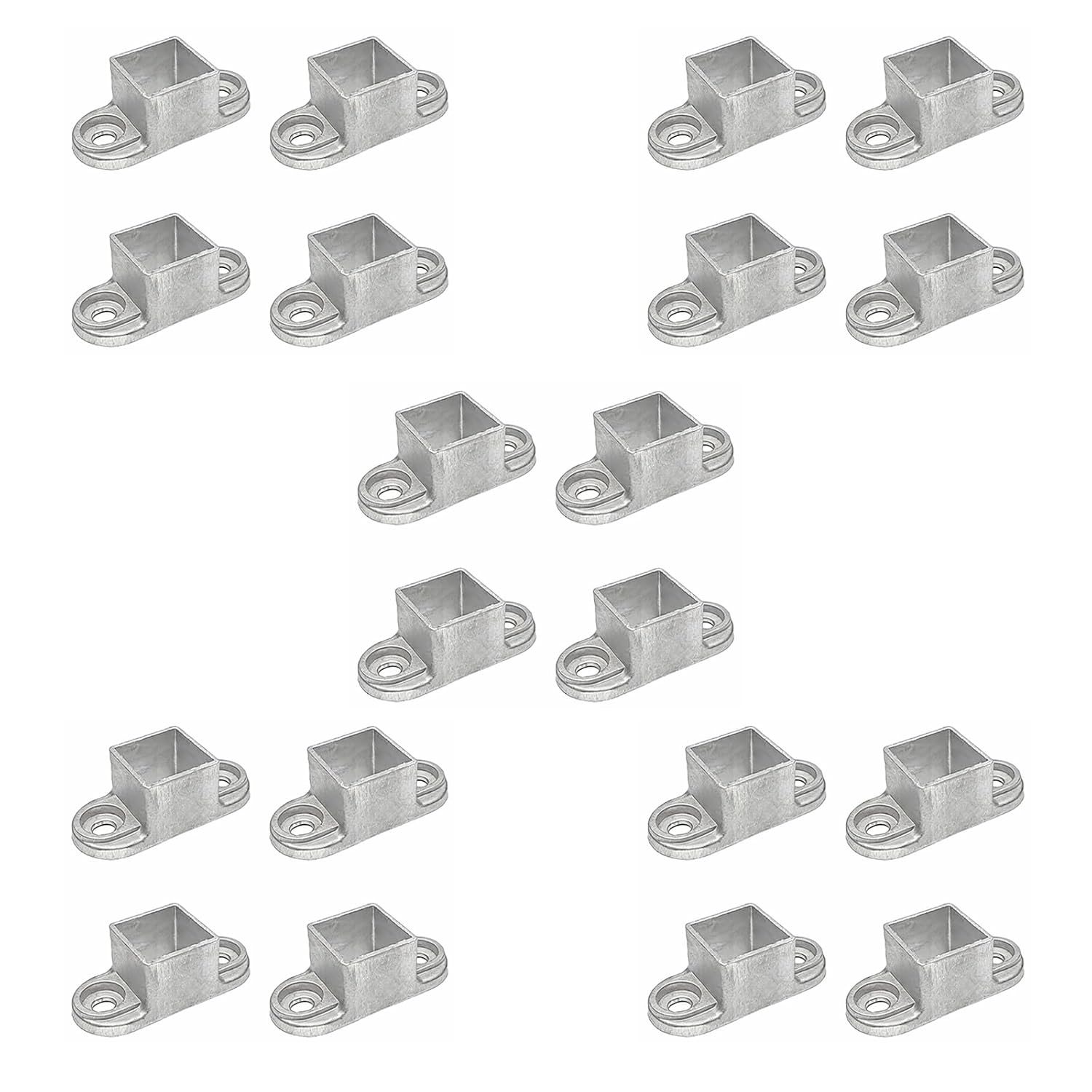 tooloflife 20 Pcs Aluminum Square Post Flange Anchor Base Heavy Duty Wall Mount Fence Rail Bracket, Square Tube for Outdoor Construction and Home Improvement Use, 25 * 25mm(Big Hole)