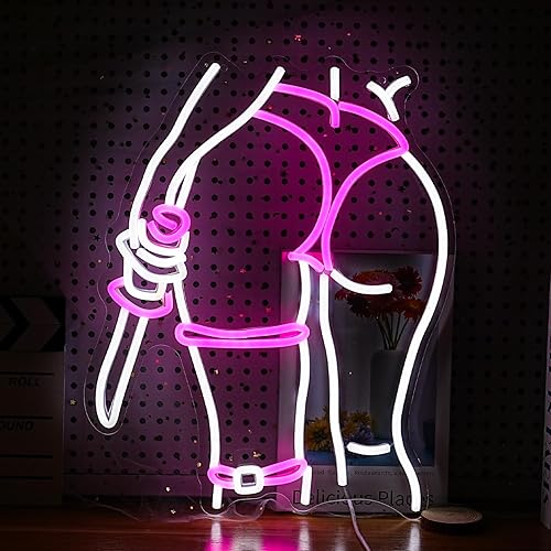 LIUOZHTEA Lady Neon Sign Dimmable USB Powered Girl Back Neon Light for Wall Decor LED Woman Knife Light Up Sign for Girls Room Bedroom Party Man Cave(16.7 * 12.8 in) - White Pink