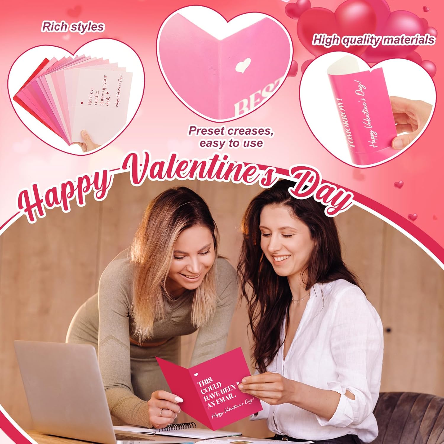 Resurhang 48 Pack Funny Coworker Valentines Day Cards with Envelopes and Stickers Humorous Work Valentines Day Cards for Colleagues Employees Boss Office Team Gifts for Coworkers 4.5 x 6 inch
