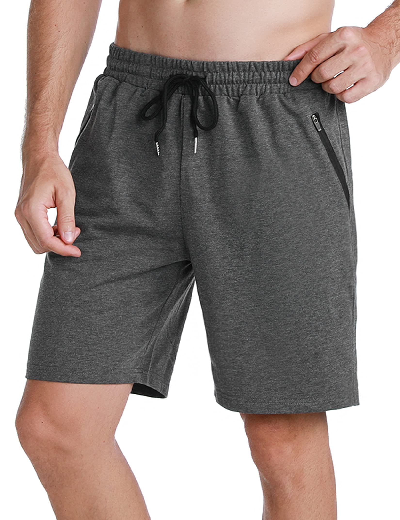Wayleb Kurze Hosen Herren Sommer Sporthose Activewear Jogginghose Leicht Sport Kurzhose Casual Freizeit Shorts Baumwolle Sweathose mit ReißVerschluss Taschen S-XXL