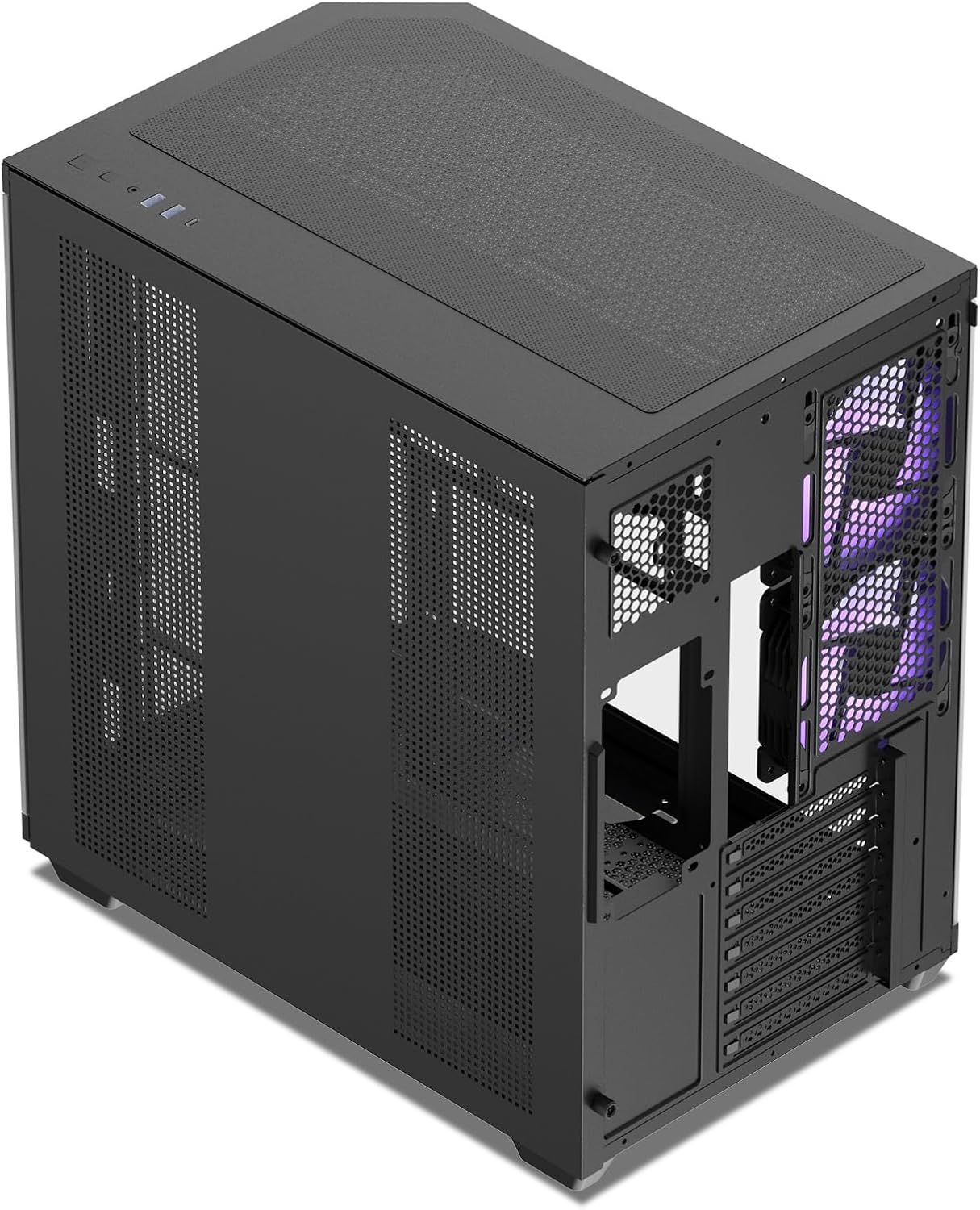 Vetroo CT3 ATX Mid-Tower Gaming Computer PC Case, Dual Chamber Panoramic Tempered Glass, Supports 360mm Radiator & 11 Fans, Up to 410mm GPU, Type-C Ready, High-Airflow for 50 Series GPUs (Black)