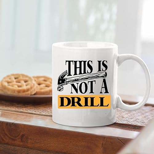 Miniatura 4 de Panvola Taza de café de carpintero con texto en inglés "This Is Not A Drill Mechanic Carpenter - Taza de cerámica de 11 onzas, color blanco