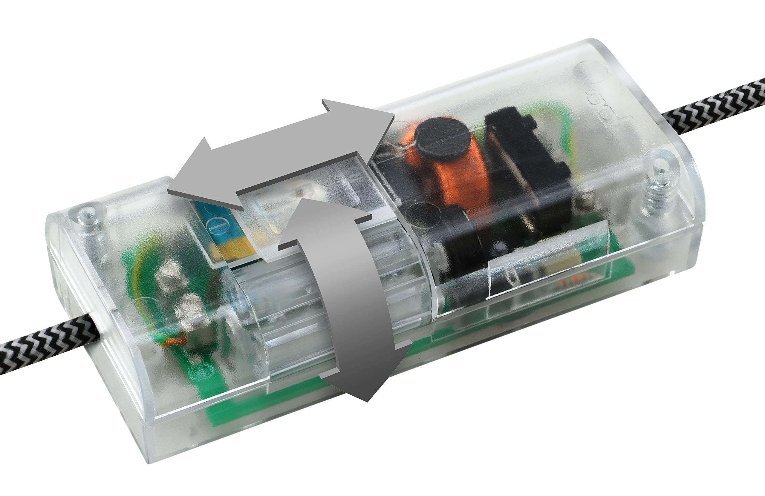 EHMANN 2100 x 0700 - Regulador de intensidad de cable T21.07, transparente, corte de fase, 230 V, 50 Hz, potencia: LED 3-35 W, 7-110 W/VA