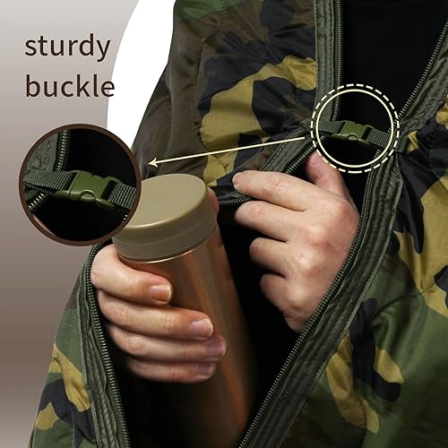 Vista 39 de GRVCN Woobie Blanket Military - Saco de dormir para acampar con cremallera, forro de poncho, manta aislante térmica, ligera, portátil