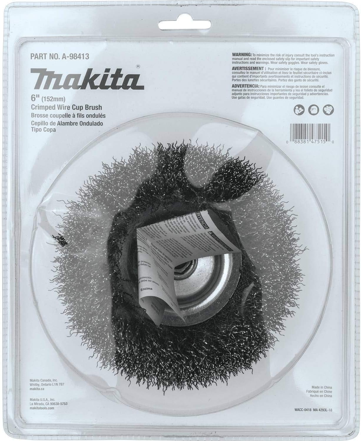 Makita A-98413 6" spazzola a tazza di filo crimpato, 5/8"-11