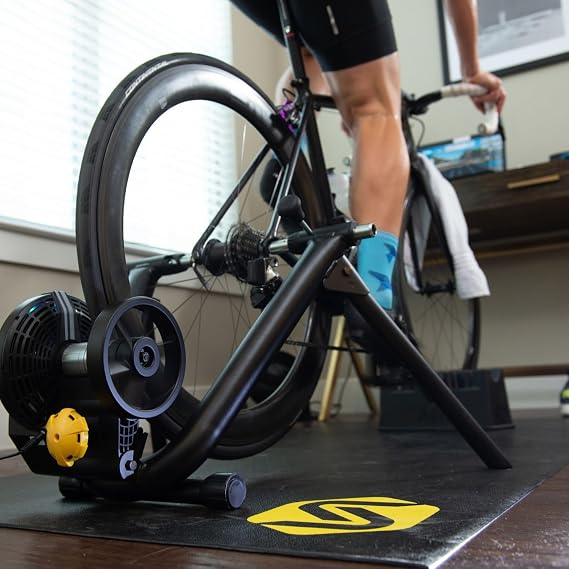 Saris Bike Trainer Accessory Mat - 65 x 36 PVC Foam - Non-Slip Surface Protects Floors from Sweat & Grime, Durable for Indoor Cycling and Exercise Equipment