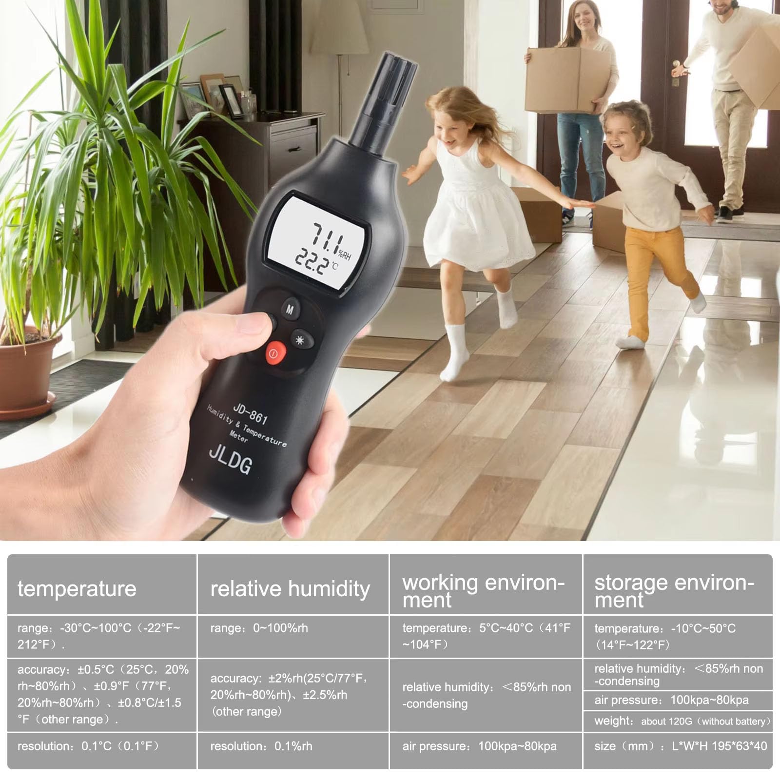 Probador de temperatura ambiental múltiple con termómetros higrómetros resistentes a los golpes para hogares industriales, uso medidor de calibración automática