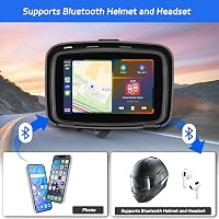 Hikity 5" Vízálló Motoros CarPlay Monitor - Kettős Bluetooth, Navigáció, Siri Támogatás, TF/USB Csatlakozás, Hordozható Autórádió Motorkerék 4