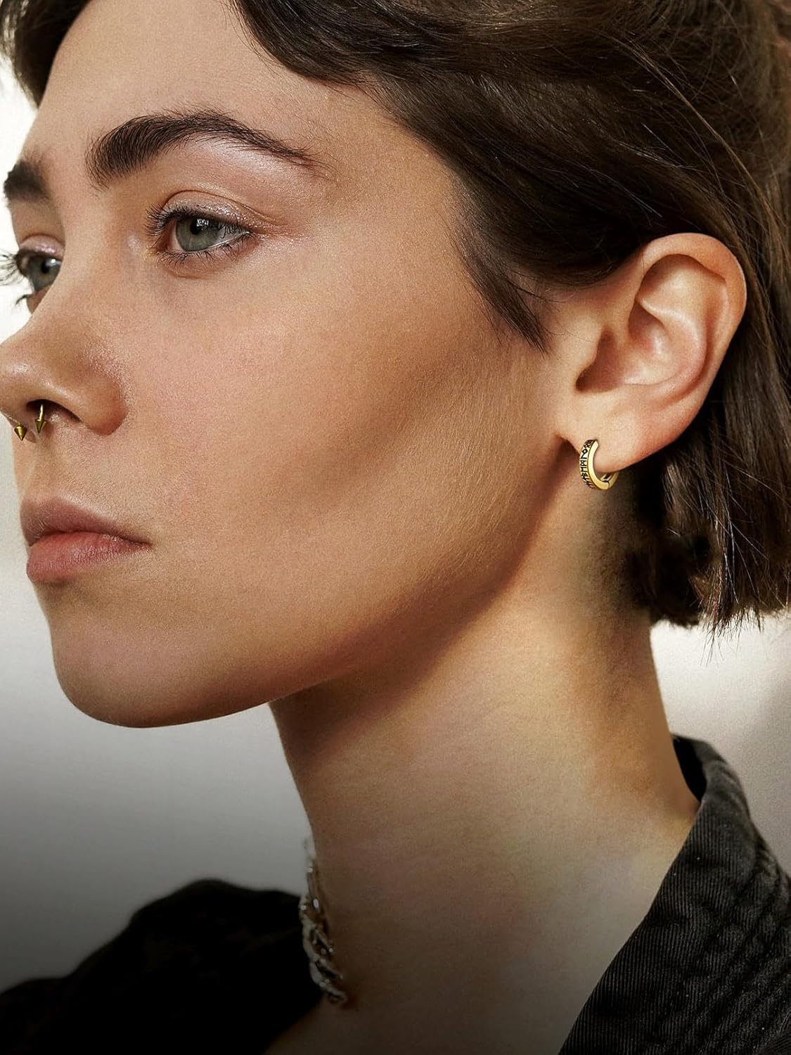 FaithHeart Viking Runes Necklace with Norse Hoop Earrings for Men