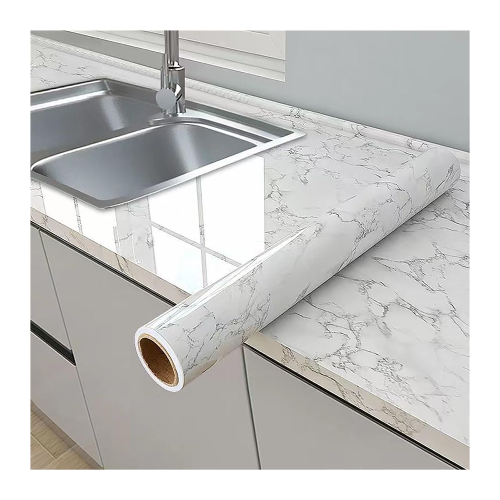 Foelanne Color2 Back Self Adhesive Wallpaper, Marble Contact Paper Self-Adhesive Kitchen Cabinet -Proof Multiple Sizes(,40Cm X 500Cm)