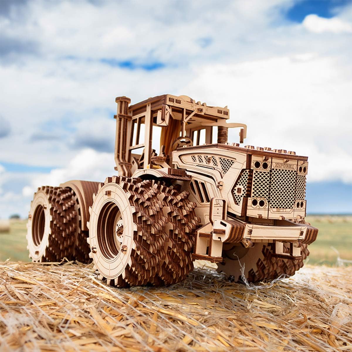 3D Holz Puzzle Mechanisches K-7M Traktor, 596 Stück Holzpuzzle Erwachsene Mechanische Montage Modellbausatz Basteln Modell, Geschenke und Dekoration