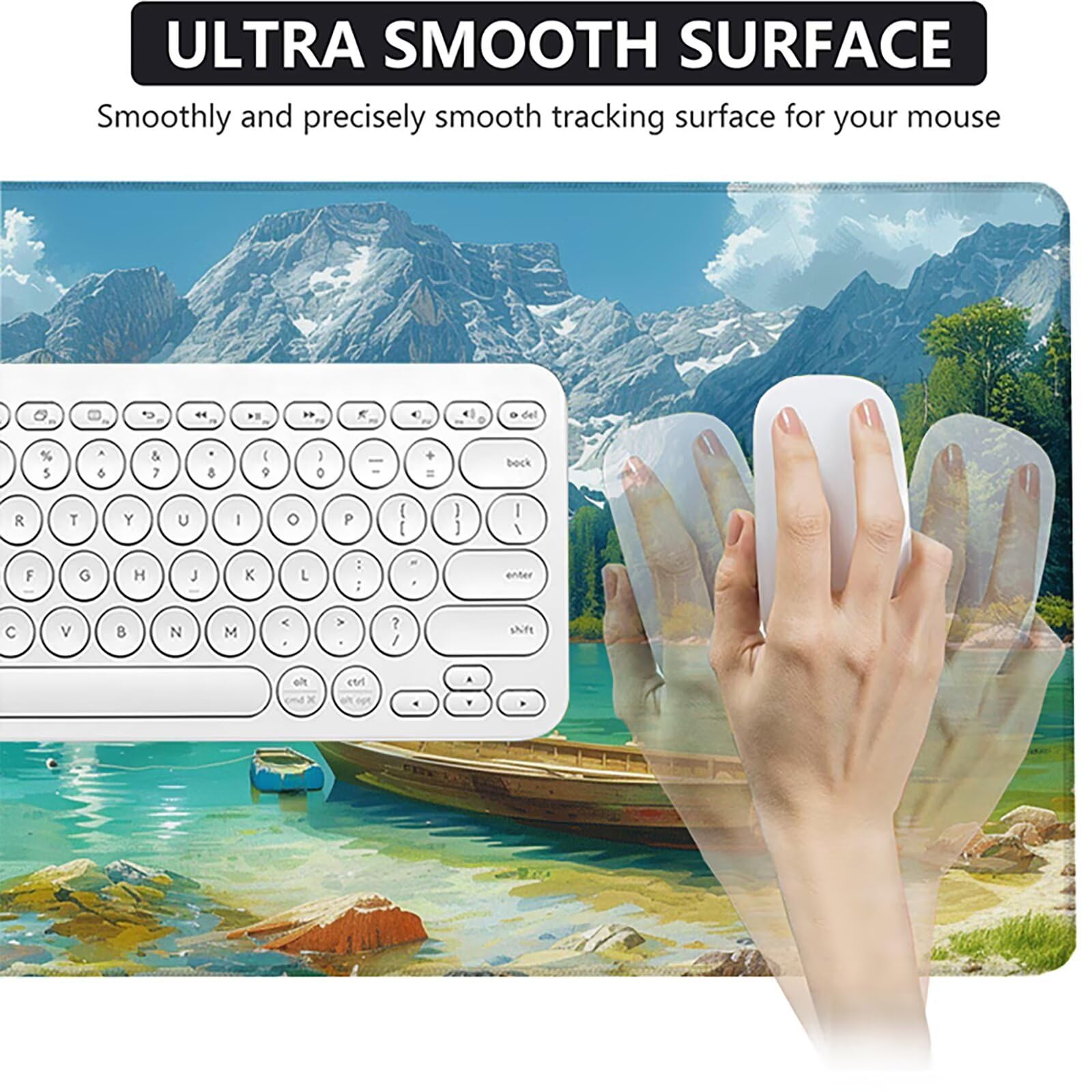 Paisaje Alfombrilla Ratón Gaming XXL 1500x800x3mm, Alfombrilla Gaming Verde Mousepad con Base de Goma Antideslizante Impermeable Desk Mat para Teclado y Raton Accesorios Gaming, Regalos de Hombre O-A